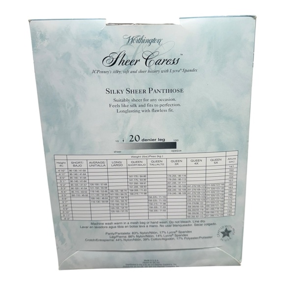 Vtg JCPenney SHEER CARESS Silky Sheer AVERAGE Sand 43 Control Top PANTYHOSE 20D - Picture 2 of 2